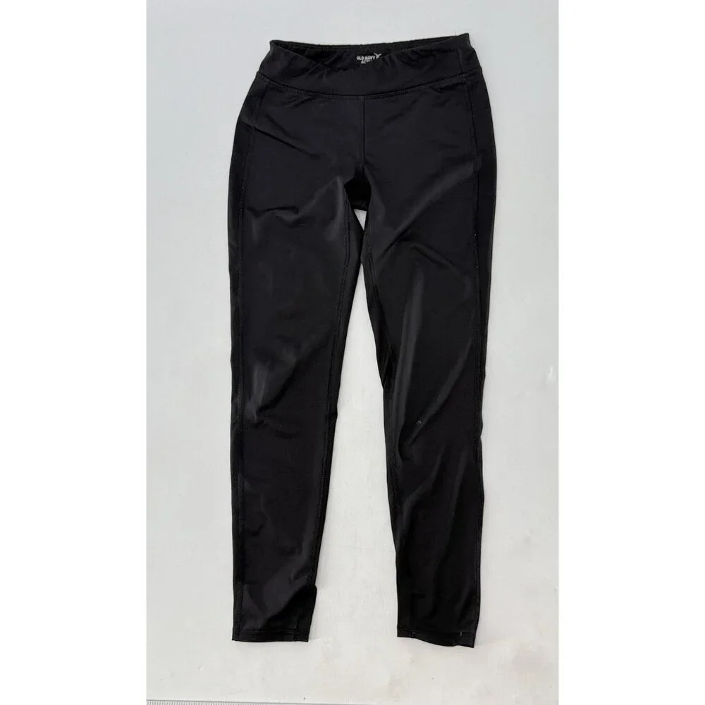 Old Navy Girl’s Black Active Leggings Size L (10-12) Stretch Pull On, See Photos